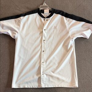 Adidas White and Black Button-Up Shirt